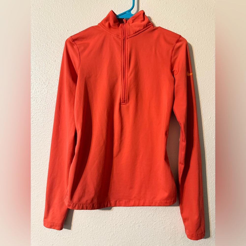 2 Nike long-sleeved shirts for women in orange and magenta, size S
